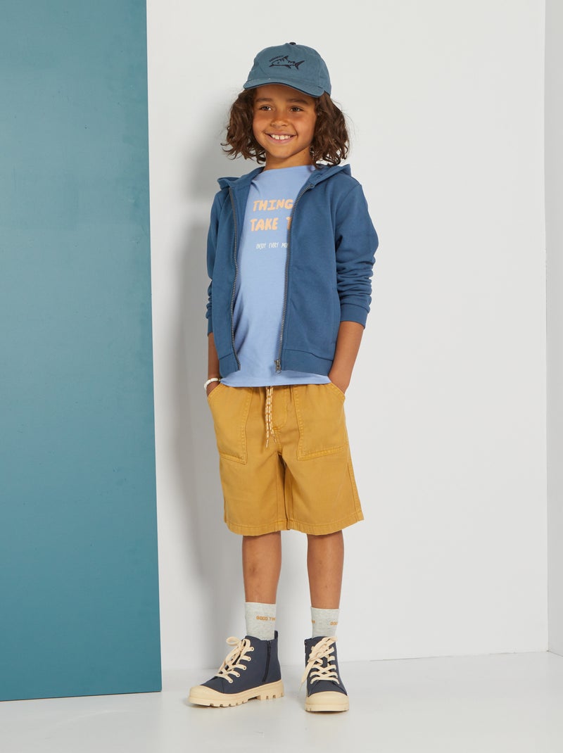Sweatshirt com capuz e fecho Azul Escuro - Kiabi