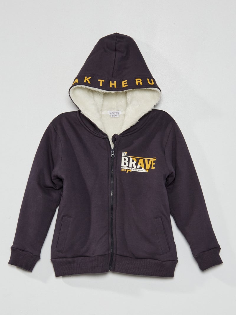 Sweatshirt com capuz e fecho Azul Marinho - Kiabi