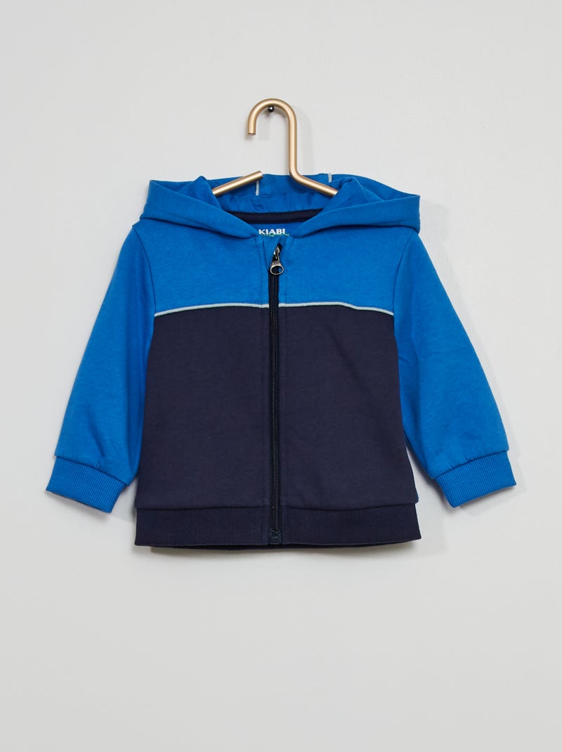 Sweatshirt com capuz e fecho Azul Preto - Kiabi