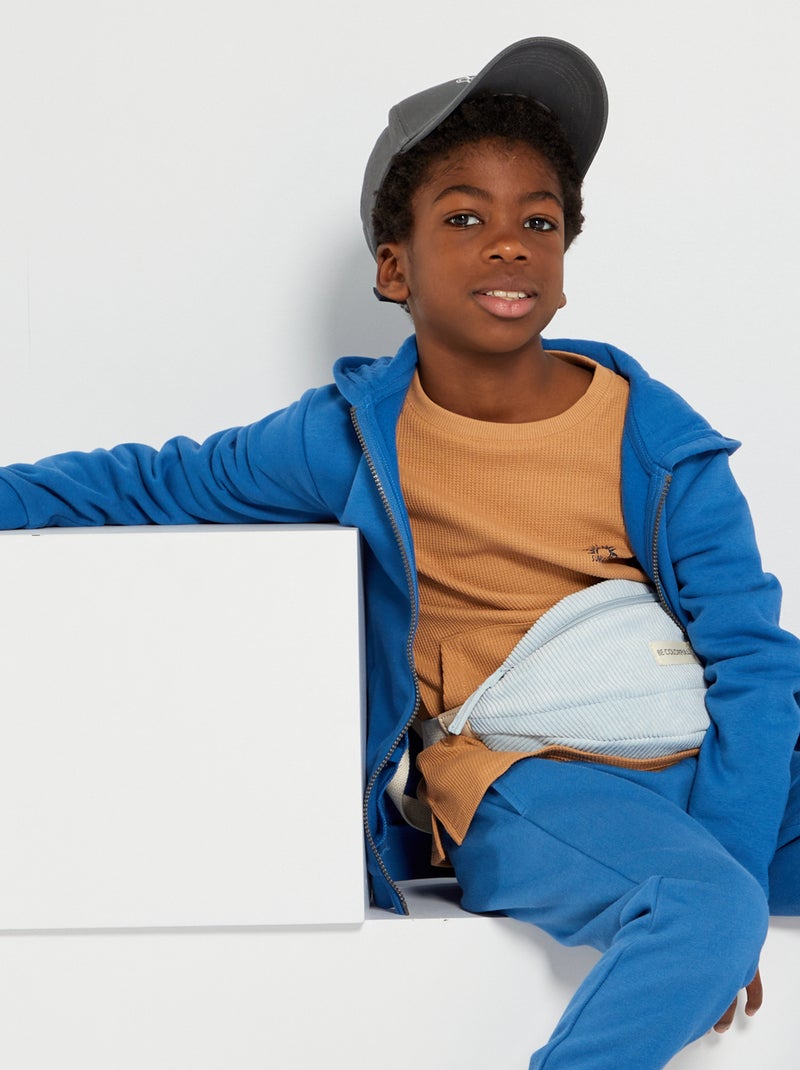 Sweatshirt com capuz e fecho AZUL - Kiabi