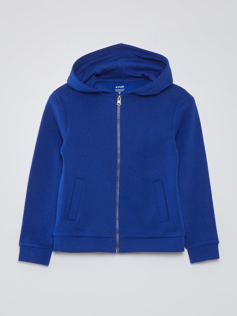 Sweatshirt com capuz e fecho AZUL - Kiabi