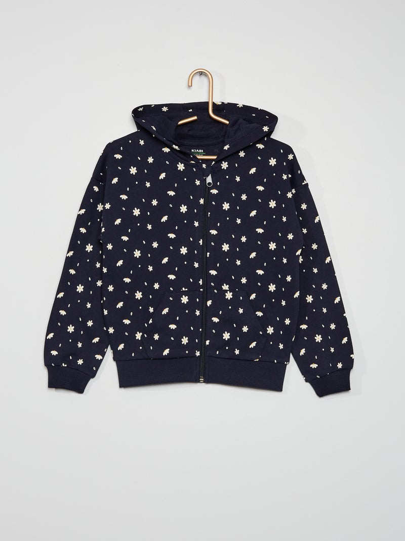 Sweatshirt com capuz e fecho AZUL - Kiabi