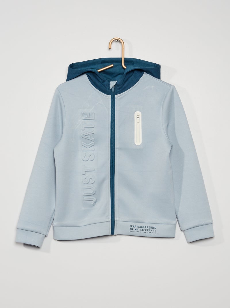 Sweatshirt com capuz e fecho AZUL - Kiabi