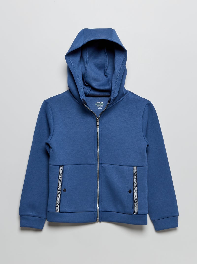 Sweatshirt com capuz e fecho AZUL - Kiabi