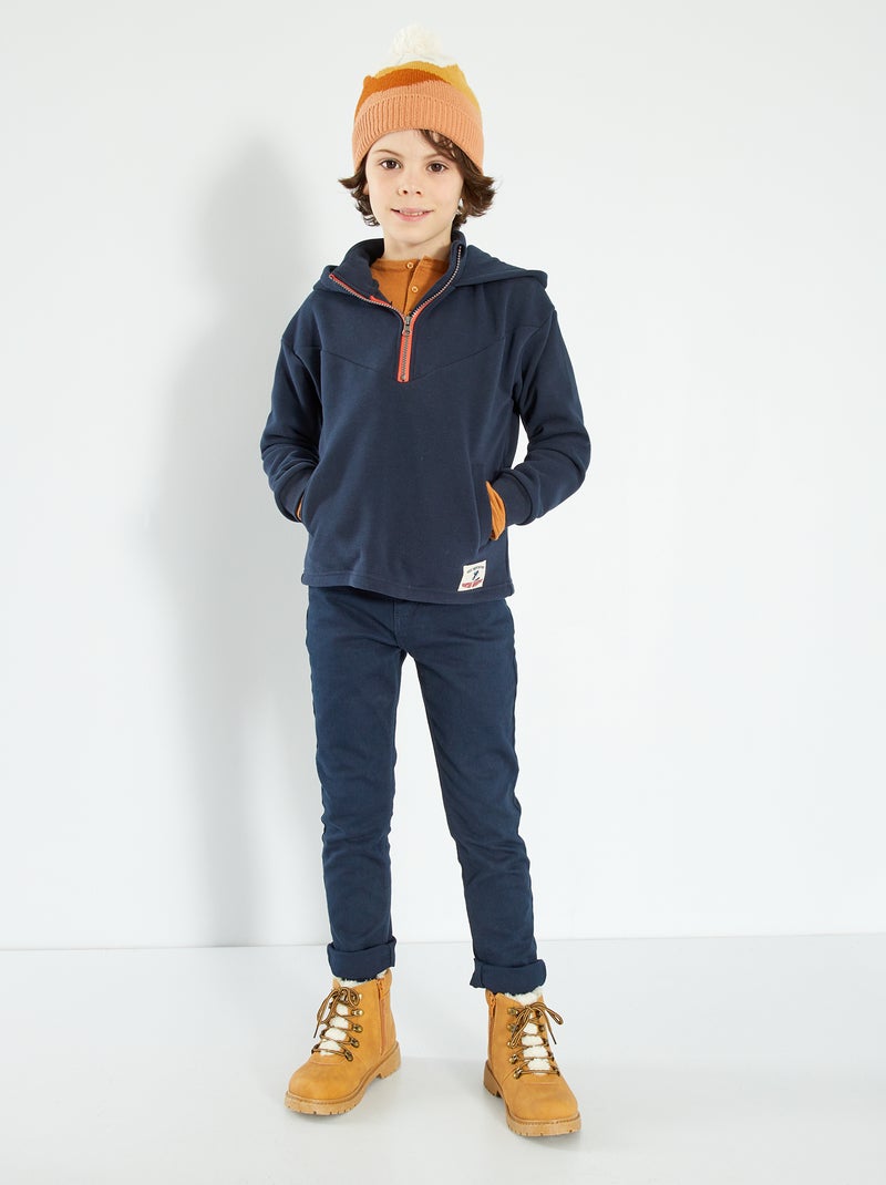 Sweatshirt com capuz e fecho AZUL - Kiabi