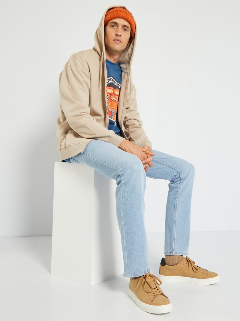 Sweatshirt com capuz e fecho bege - Kiabi