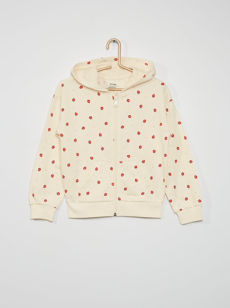 Sweatshirt com capuz e fecho BEGE - Kiabi