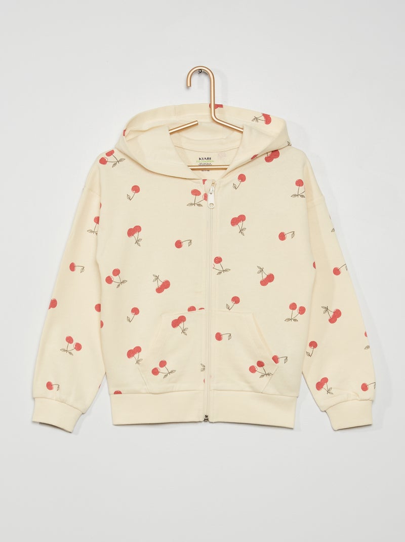 Sweatshirt com capuz e fecho BEGE - Kiabi
