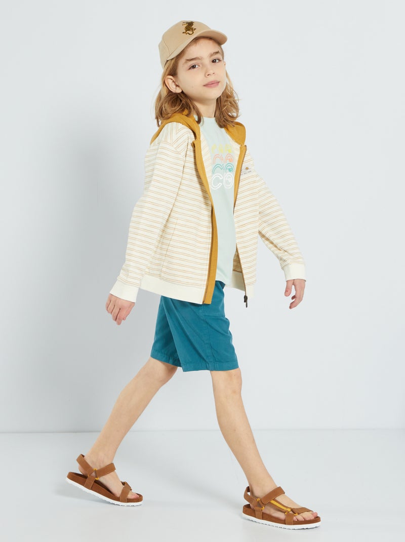 Sweatshirt com capuz e fecho BRANCO - Kiabi