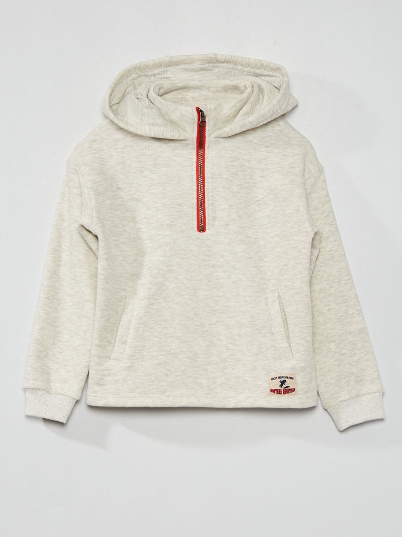 Sweatshirt com capuz e fecho BRANCO - Kiabi