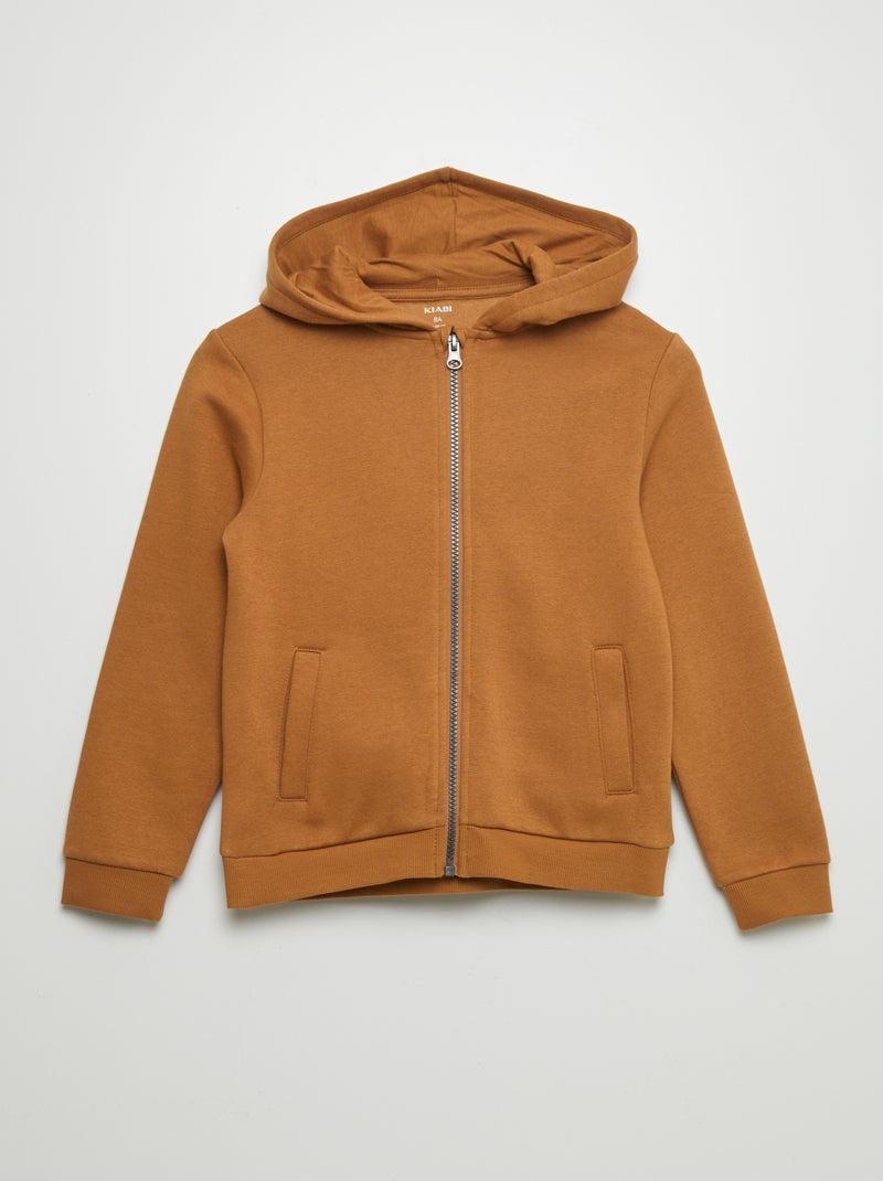 Sweatshirt com capuz e fecho CASTANHO - Kiabi