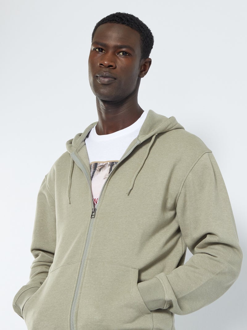 Sweatshirt com capuz e fecho Cinza - Kiabi