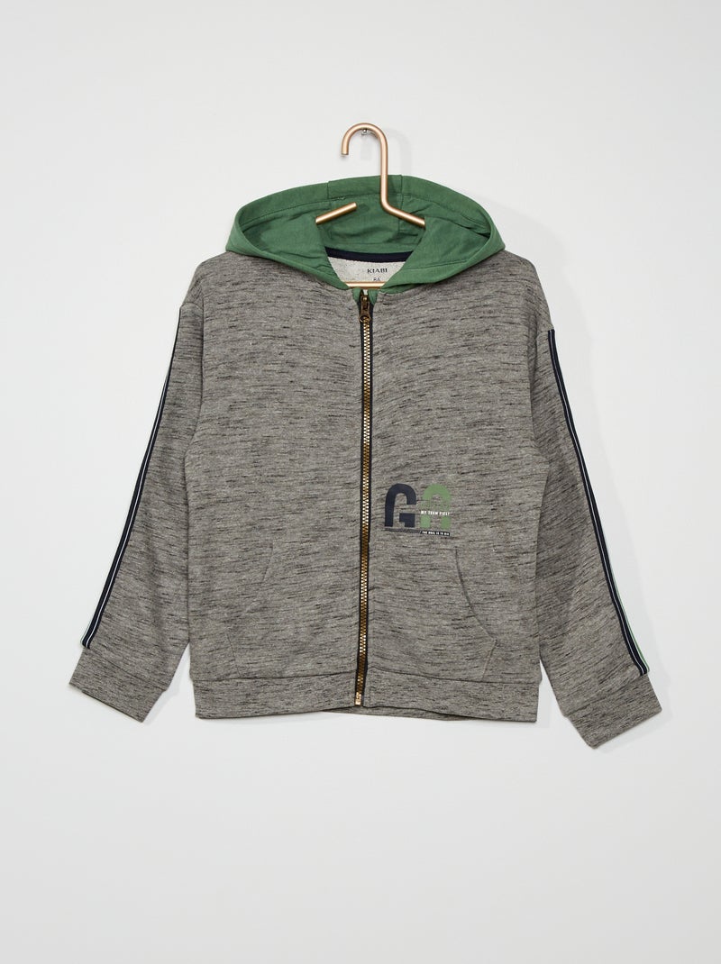 Sweatshirt com capuz e fecho CINZA - Kiabi