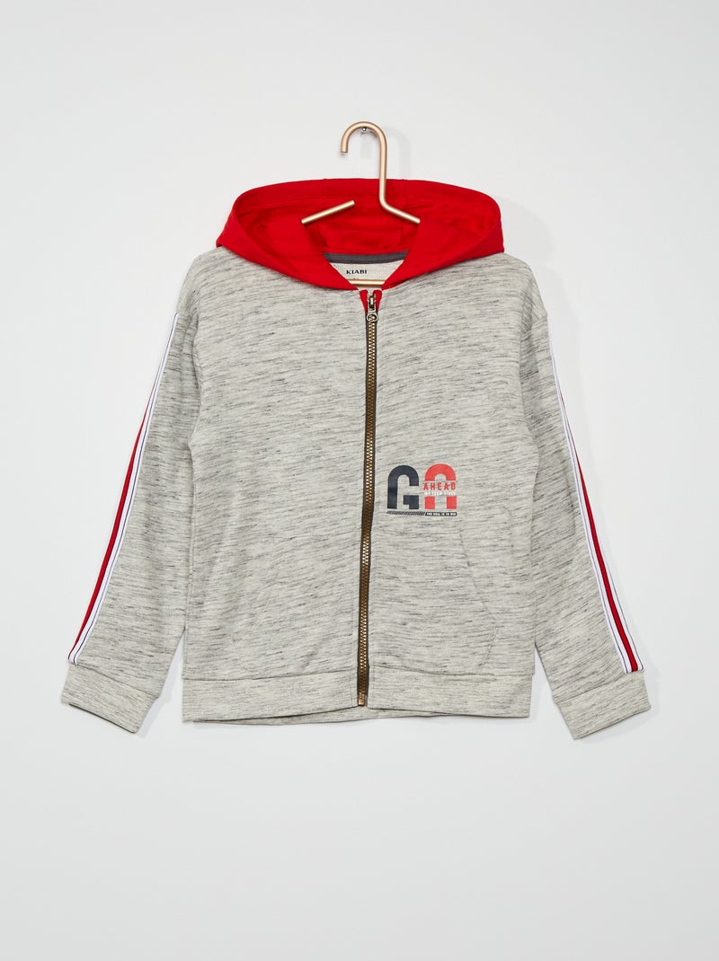 Sweatshirt com capuz e fecho CINZA - Kiabi