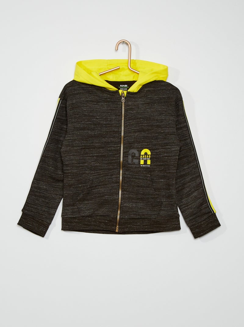 Sweatshirt com capuz e fecho CINZA - Kiabi