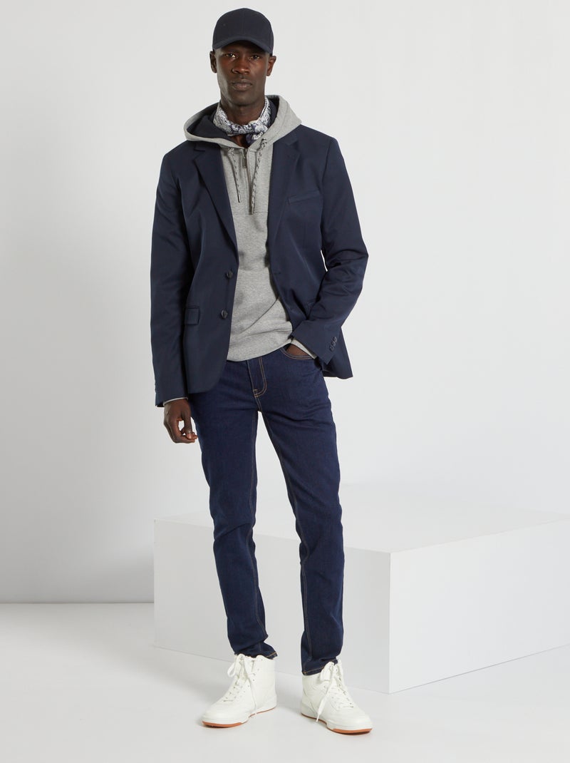 Sweatshirt com capuz e fecho CINZA - Kiabi