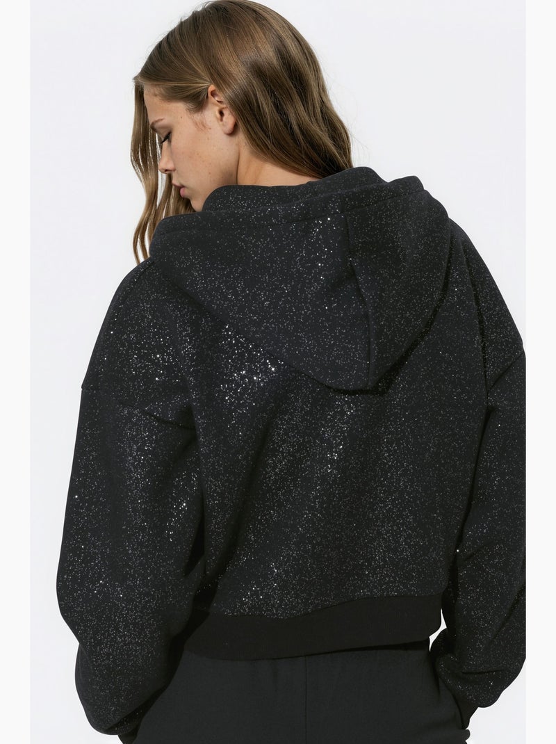 Sweatshirt com capuz e fecho de correr cintilante hiccup Preto - Kiabi