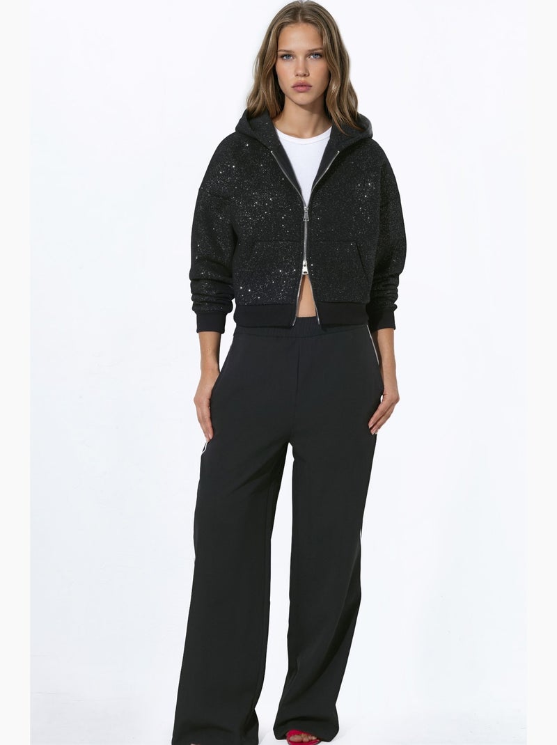 Sweatshirt com capuz e fecho de correr cintilante hiccup Preto - Kiabi