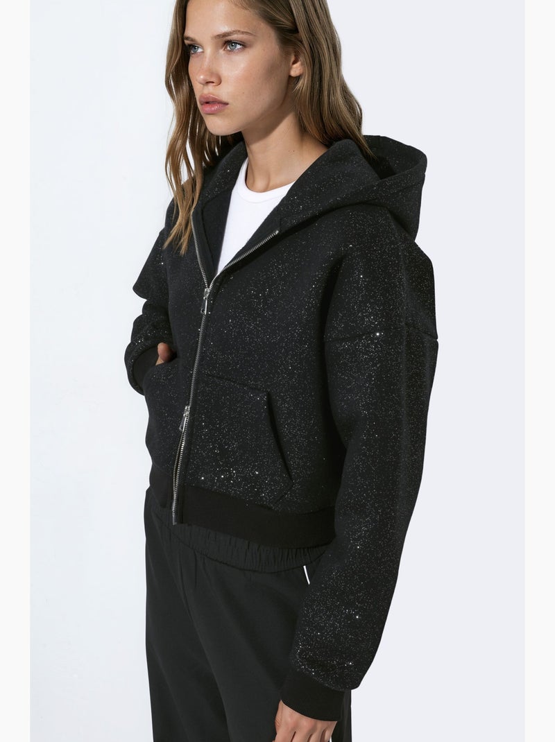 Sweatshirt com capuz e fecho de correr cintilante hiccup Preto - Kiabi