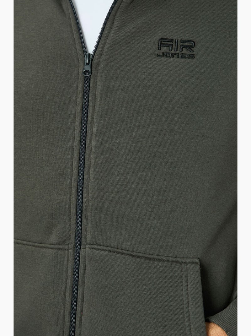 Sweatshirt com capuz e fecho de correr para homem tommy Cáqui - Kiabi