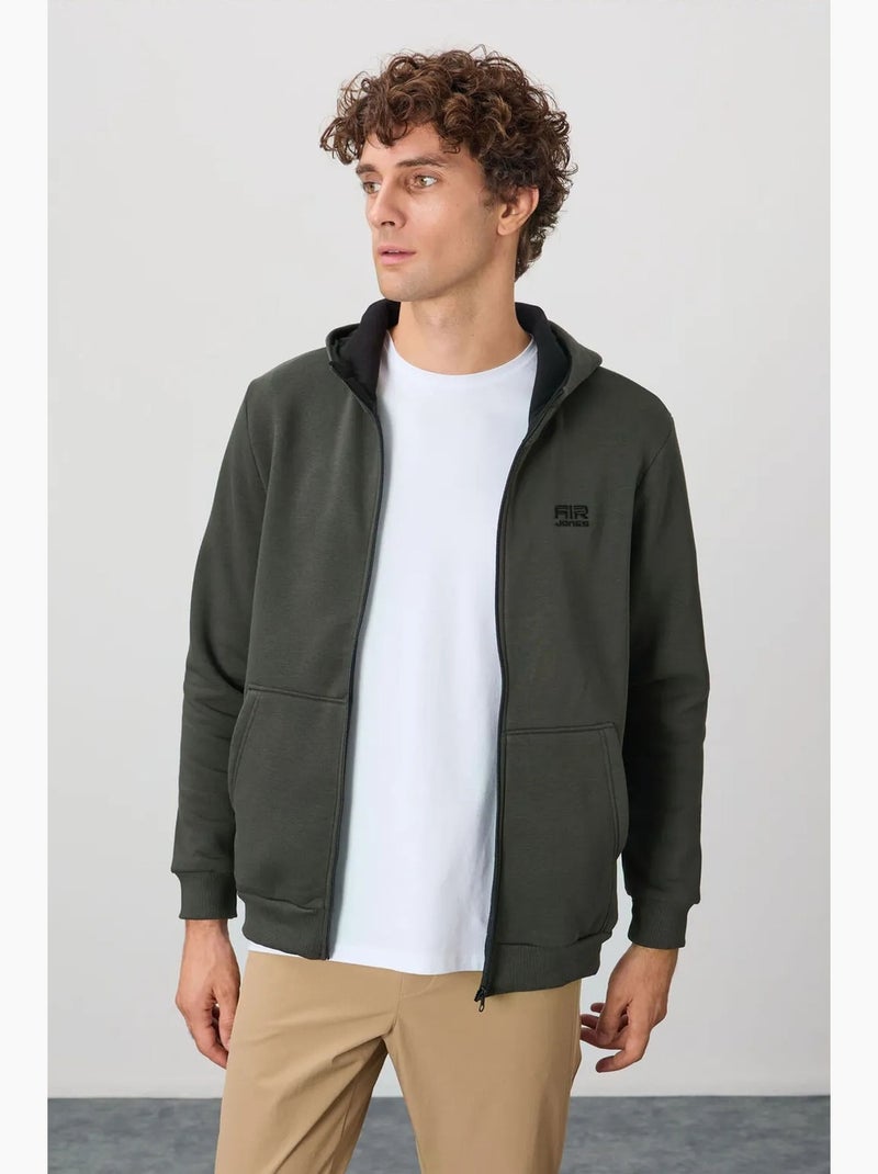 Sweatshirt com capuz e fecho de correr para homem tommy Cáqui - Kiabi