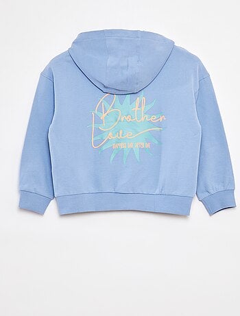 Sweatshirt com capuz e fecho de forma larga