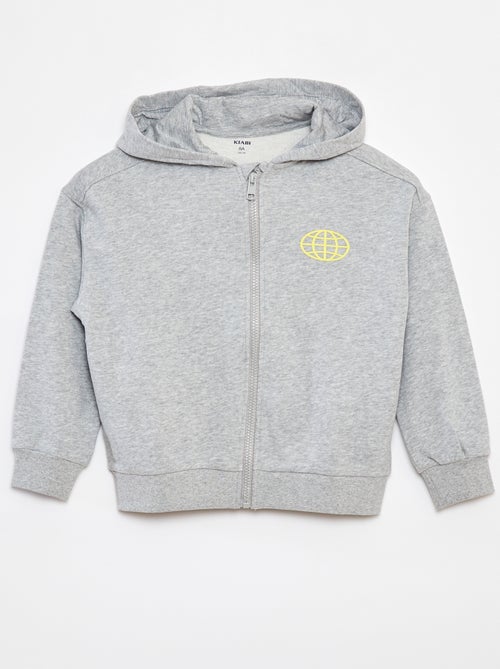 Sweatshirt com capuz e fecho de forma larga - Kiabi