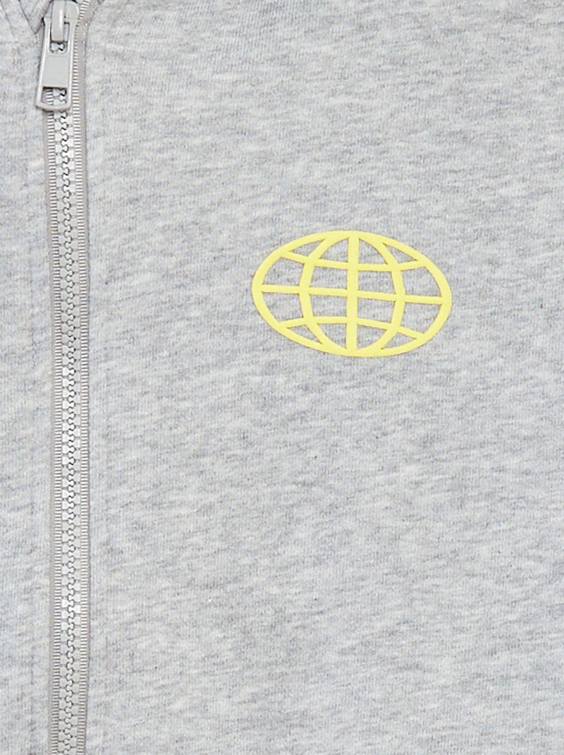 Sweatshirt com capuz e fecho de forma larga CINZA - Kiabi