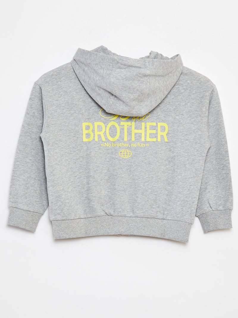 Sweatshirt com capuz e fecho de forma larga CINZA - Kiabi