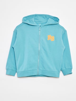 Sweatshirt com capuz e fecho de forma larga