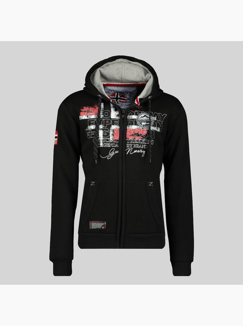 Sweatshirt com capuz e fecho gutta – geographical norway Preto - Kiabi