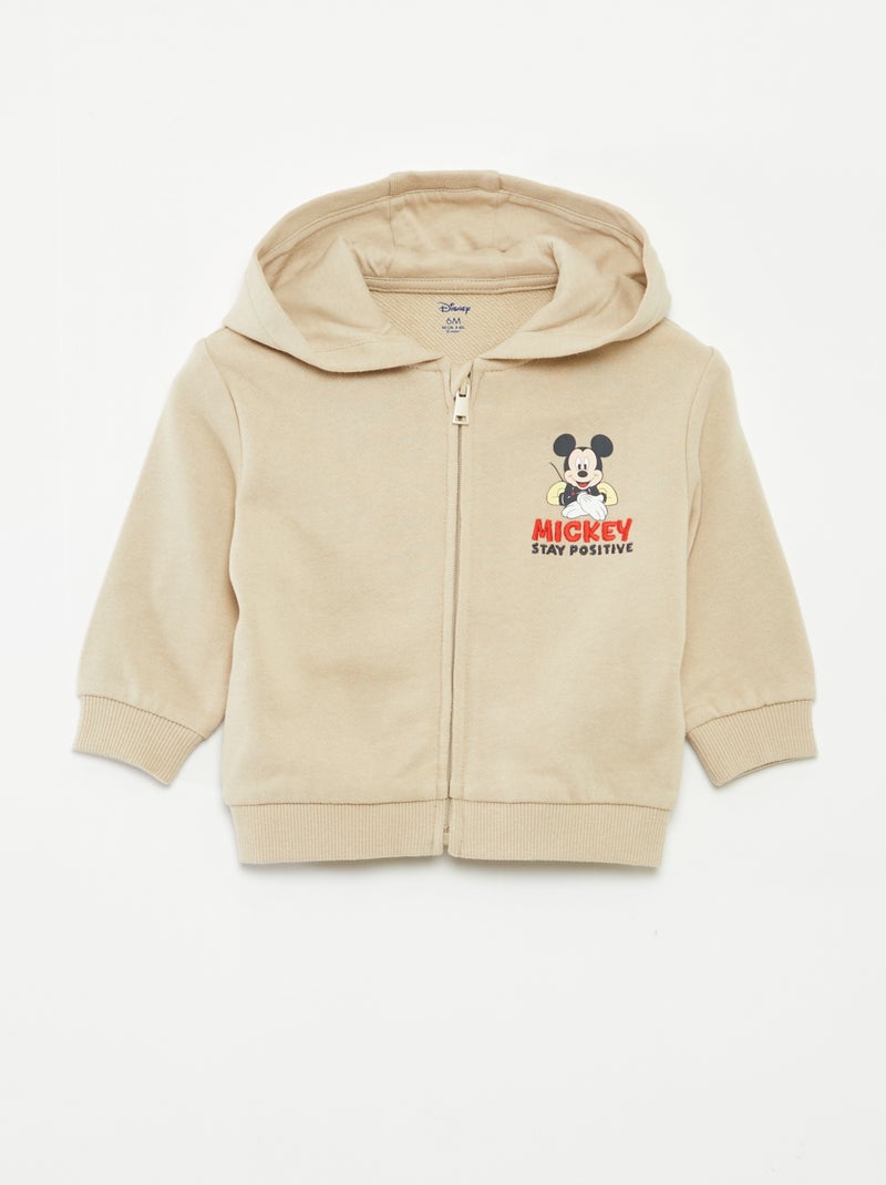Sweatshirt com capuz e fecho 'Mickey' Bege - Kiabi