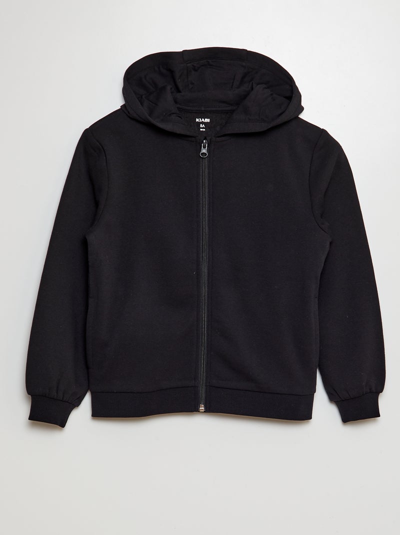 Sweatshirt com capuz e fecho Preto - Kiabi