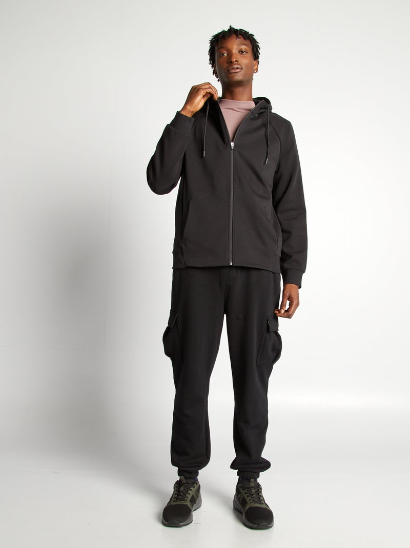 Sweatshirt com capuz e fecho Preto - Kiabi