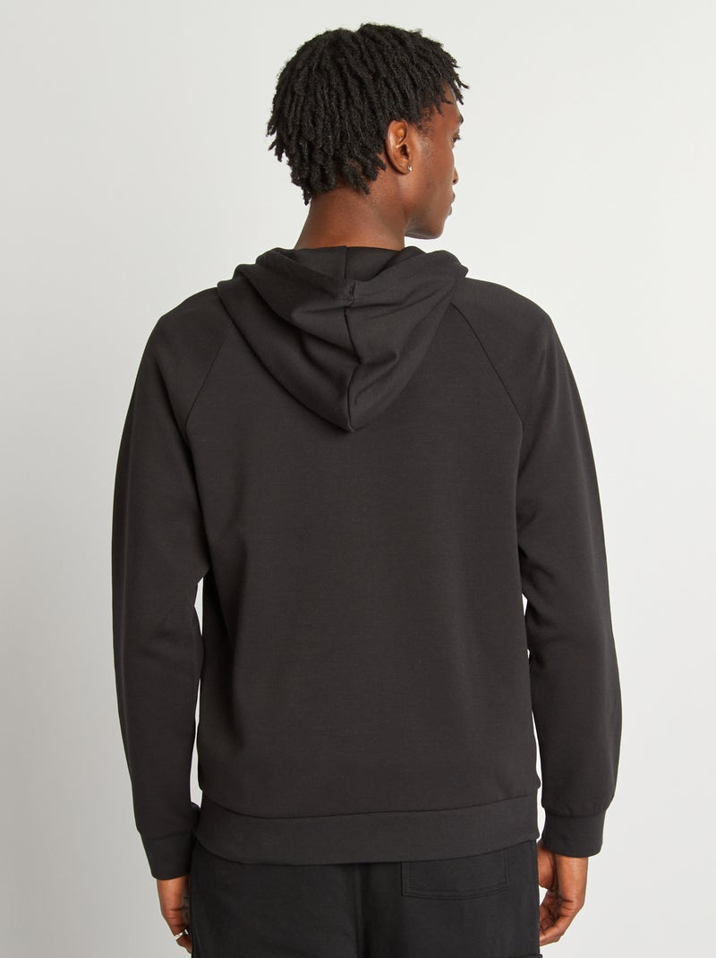 Sweatshirt com capuz e fecho Preto - Kiabi