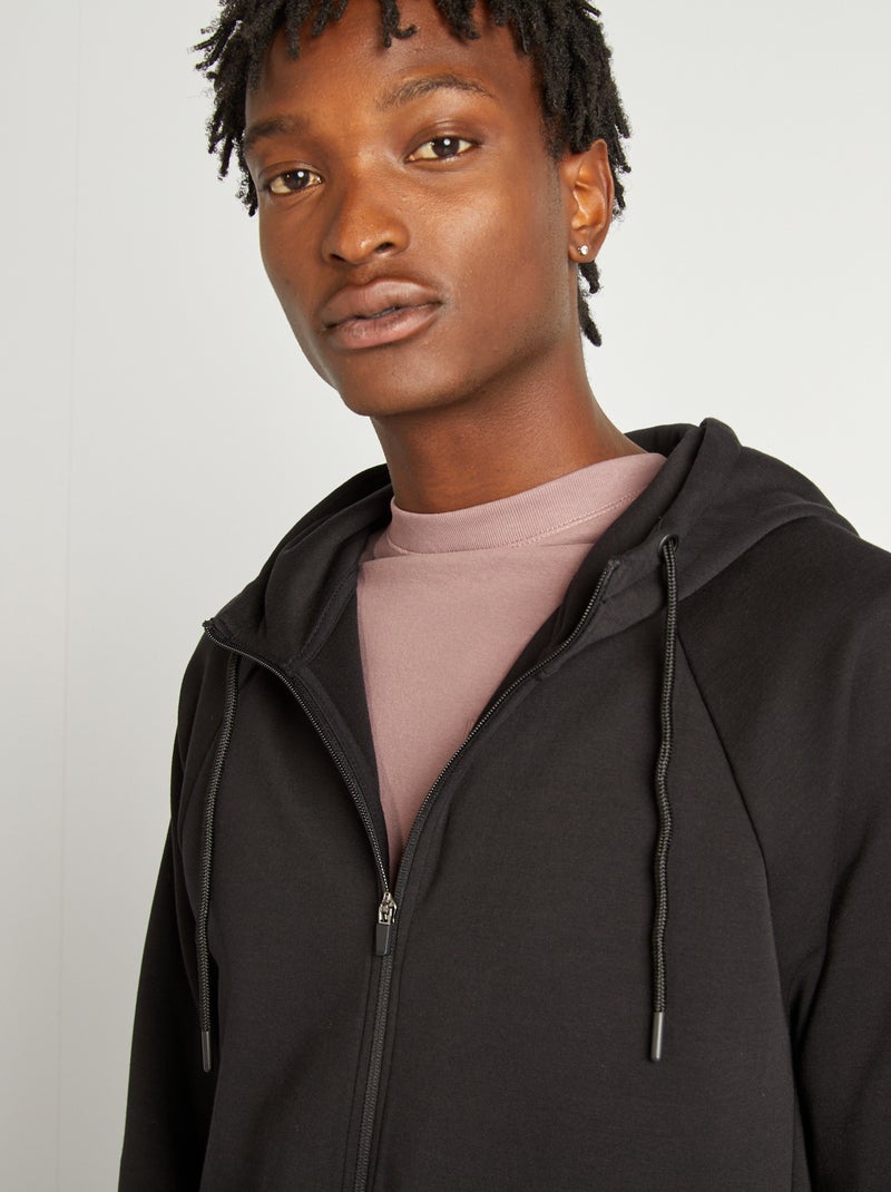 Sweatshirt com capuz e fecho Preto - Kiabi