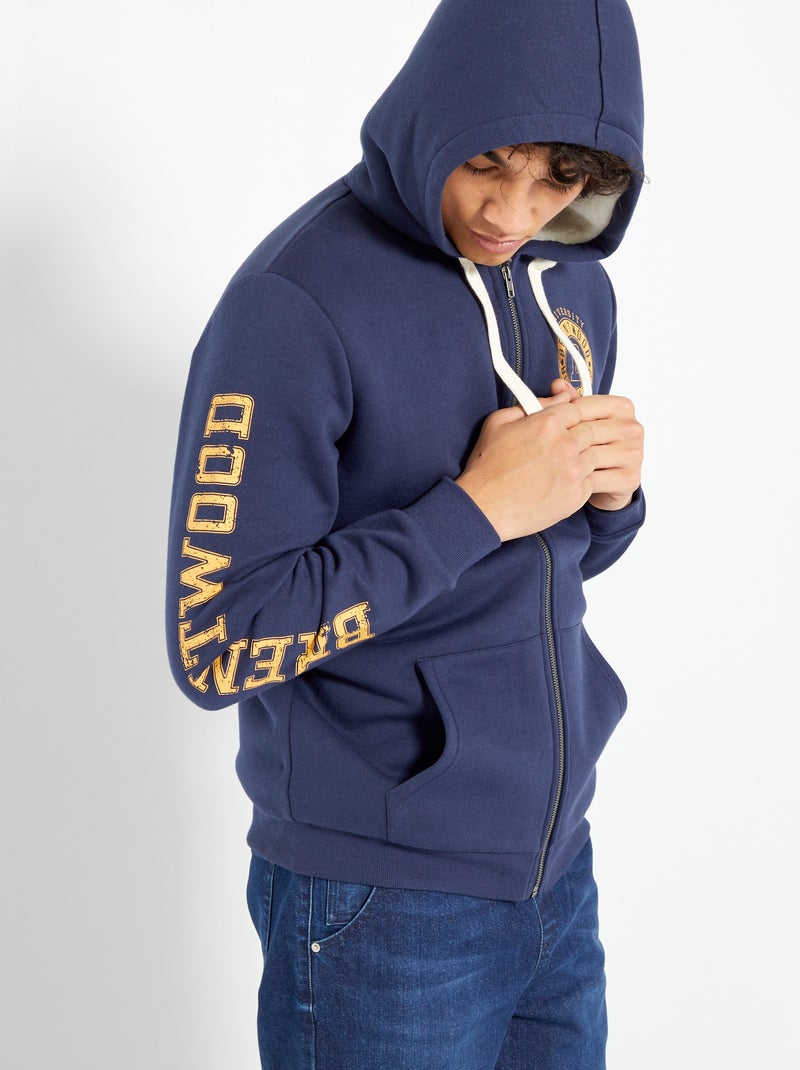 Sweatshirt com capuz e fecho PRETO - Kiabi
