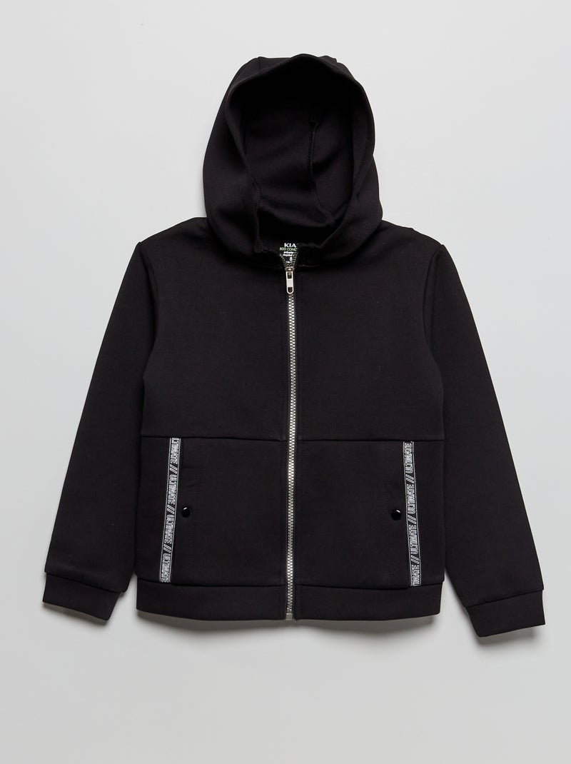 Sweatshirt com capuz e fecho PRETO - Kiabi