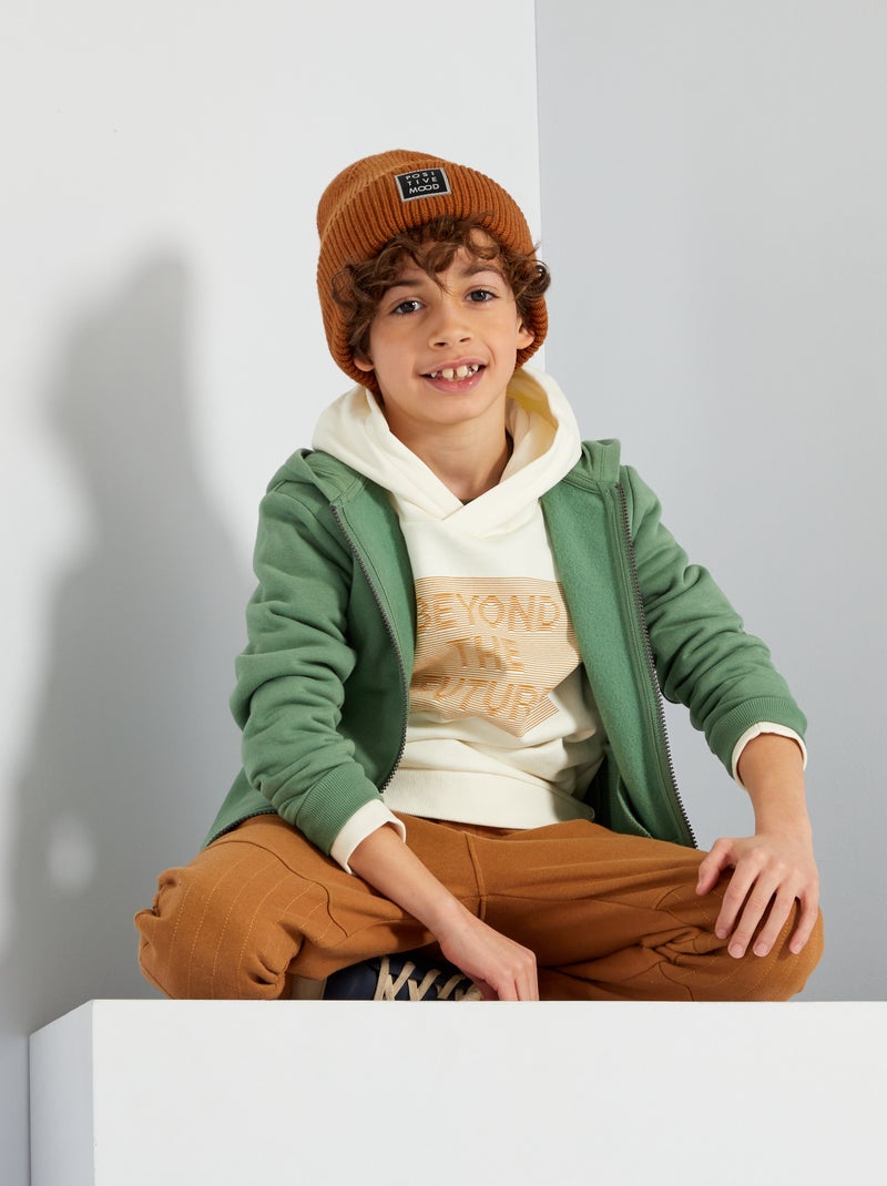 Sweatshirt com capuz e fecho VERDE - Kiabi