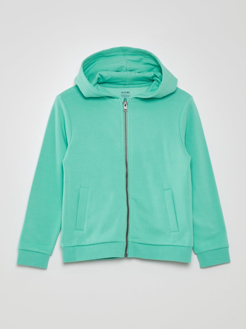 Sweatshirt com capuz e fecho VERDE - Kiabi