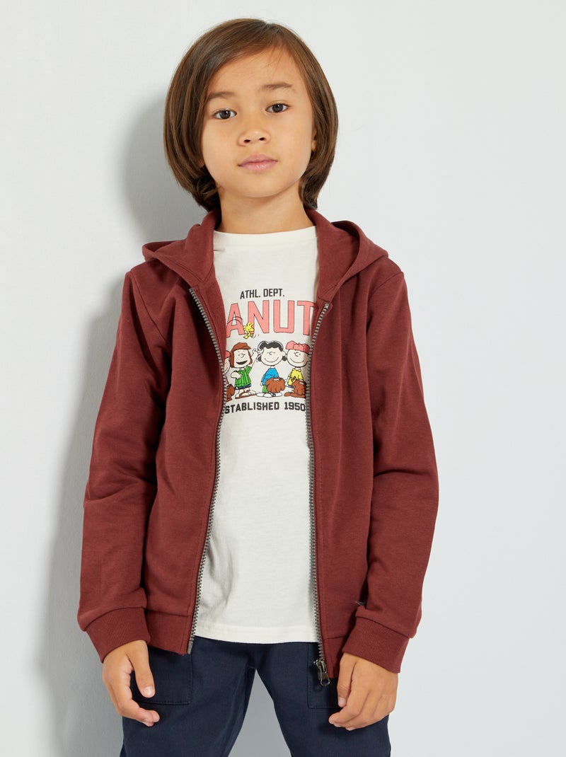 Sweatshirt com capuz e fecho VERMELHO - Kiabi