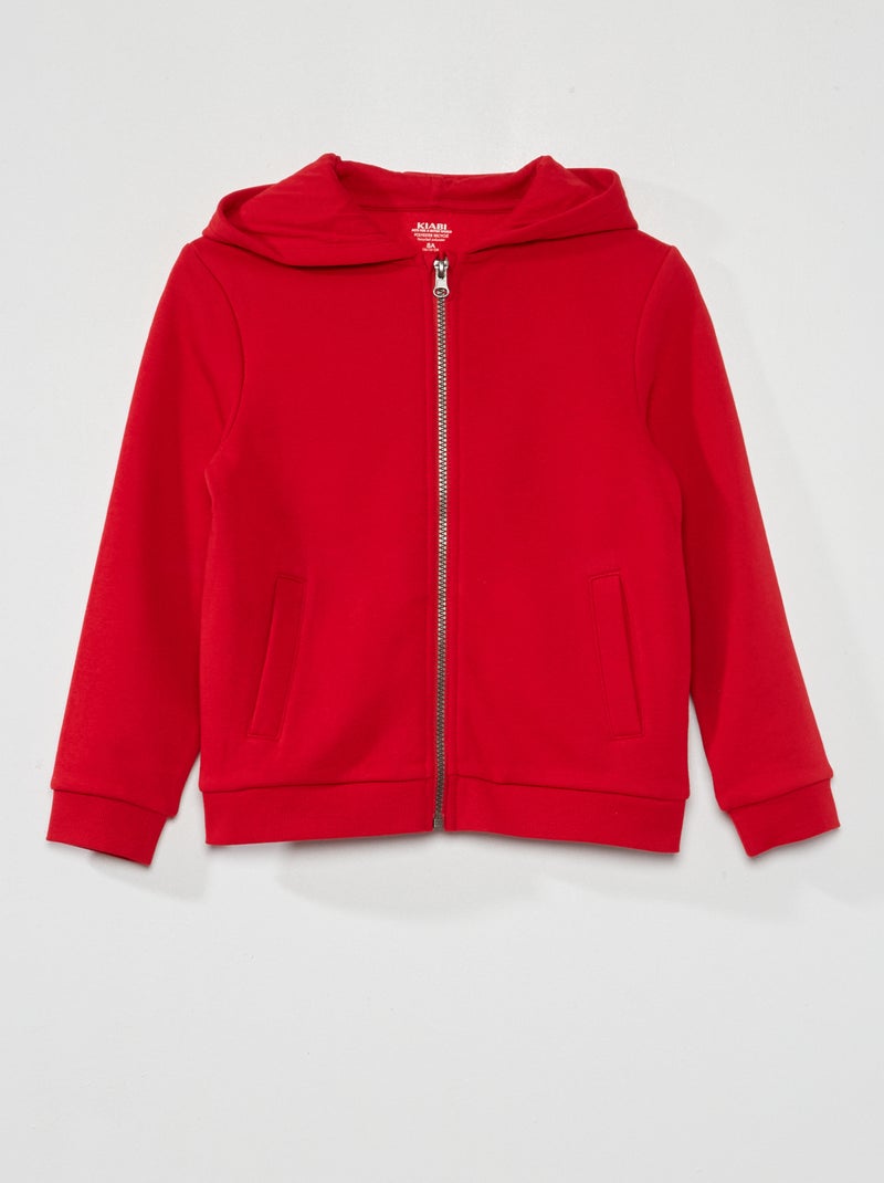 Sweatshirt com capuz e fecho VERMELHO - Kiabi