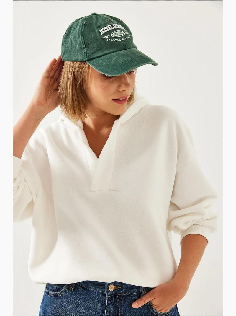 Sweatshirt com capuz e gola em v lucci Branco - Kiabi