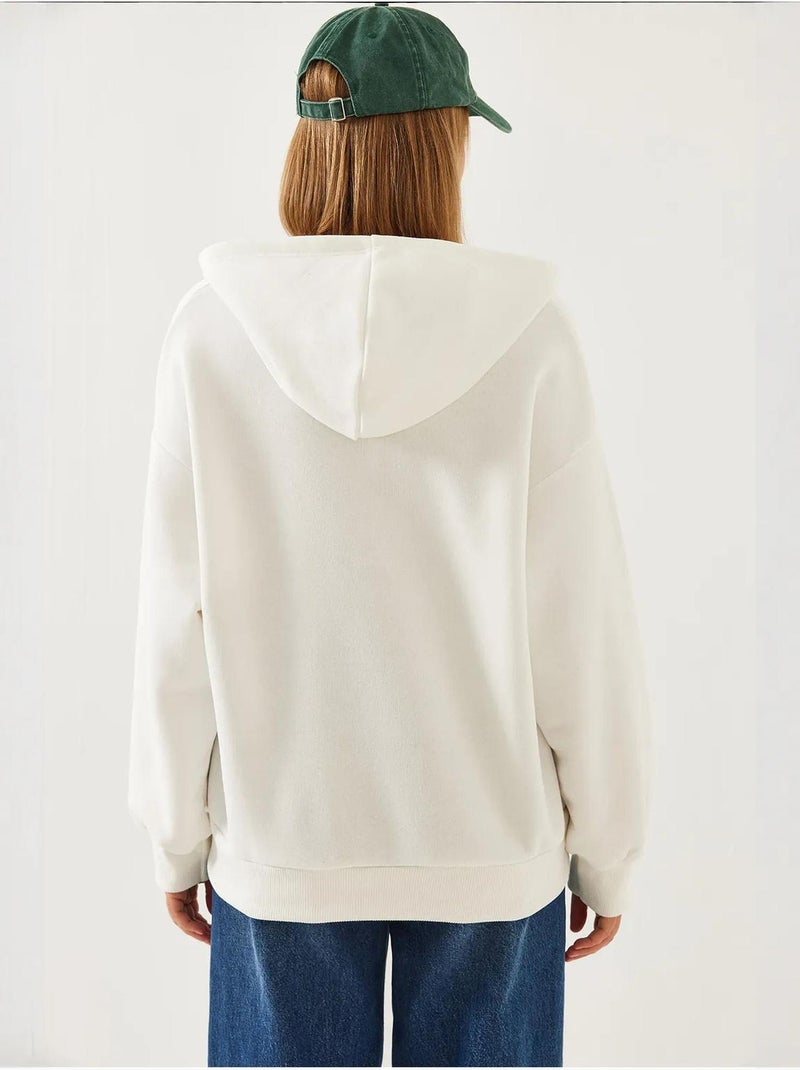 Sweatshirt com capuz e gola em v lucci Branco - Kiabi