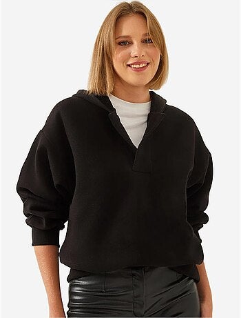 Sweatshirt com capuz e gola em v lucci