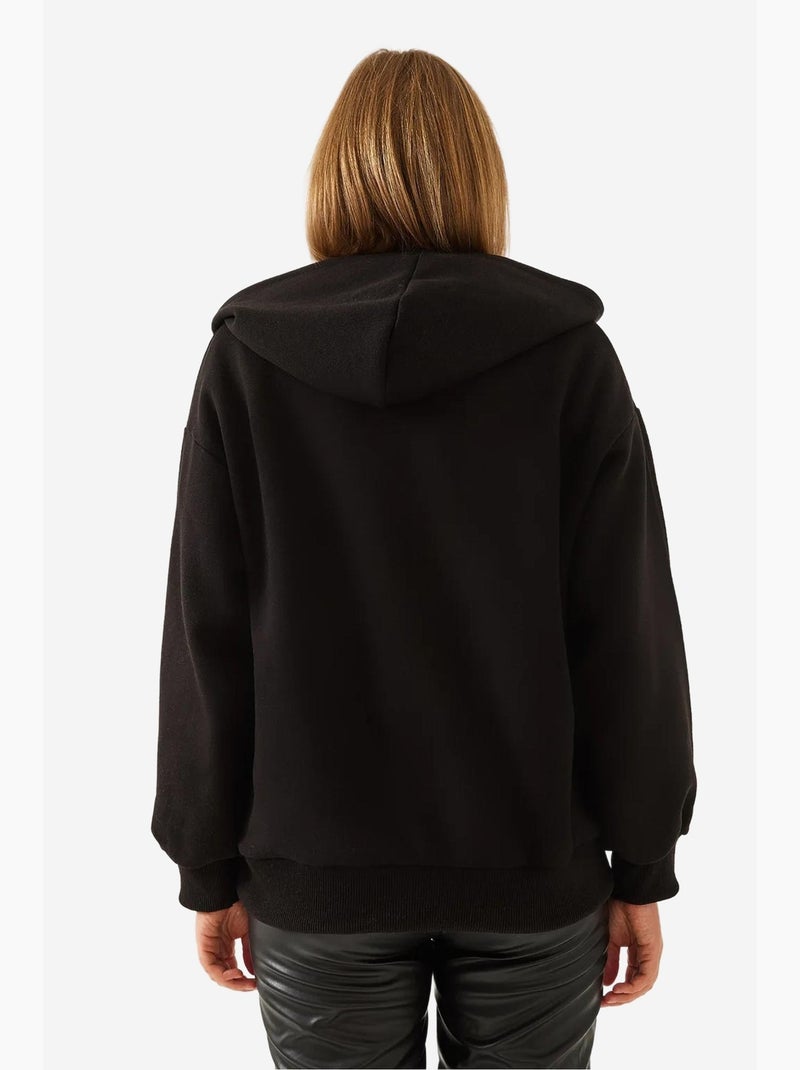 Sweatshirt com capuz e gola em v lucci Preto - Kiabi