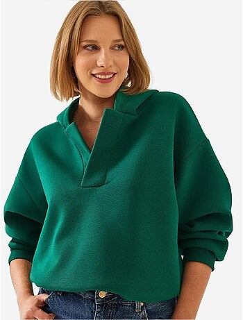Sweatshirt com capuz e gola em v lucci