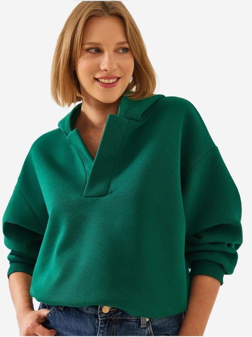 Sweatshirt com capuz e gola em v lucci - Kiabi Sweatshirt com capuz e gola em v lucci - Kiabi