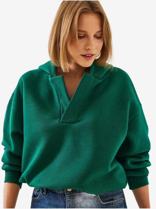 Sweatshirt com capuz e gola em v lucci - Kiabi Sweatshirt com capuz e gola em v lucci - Kiabi