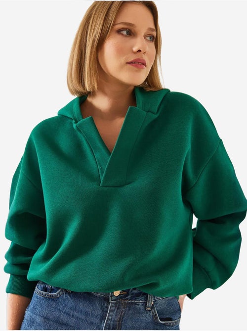 Sweatshirt com capuz e gola em v lucci - Kiabi Sweatshirt com capuz e gola em v lucci - Kiabi